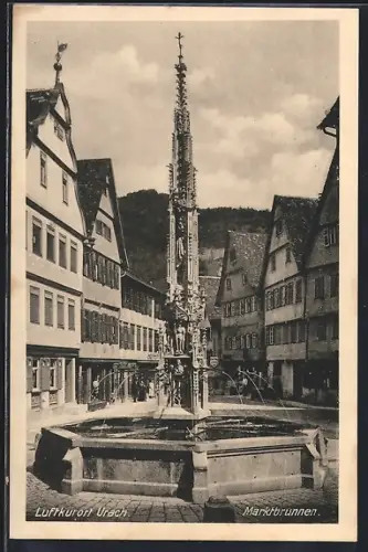 AK Bad Urach, Partie am Marktbrunnen
