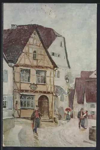 Künstler-AK Marbach / Neckar, Schillers Geburtshaus