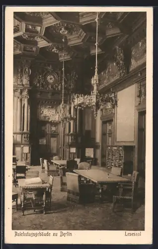 AK Berlin-Tiergarten, Reichstagsgebäude, Lesesaal