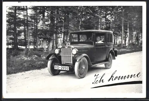 AK Auto Hanomag 3 /16 PS, Reklame für Textilversand August Schmidt