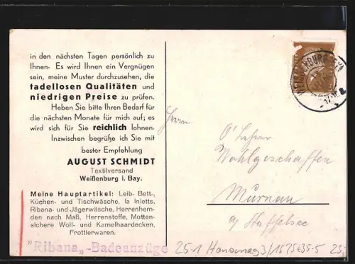 AK Auto Hanomag 3 /16 PS, Reklame für Textilversand August Schmidt