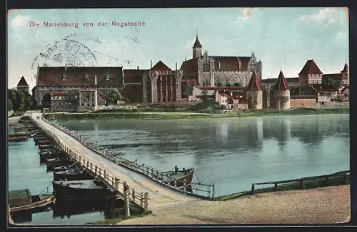 AK Marienburg / Malbork, Ortsansicht von der Nogatseite