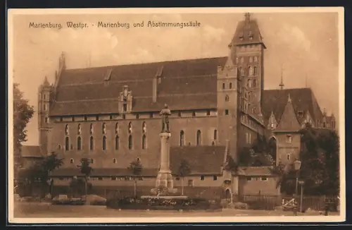 AK Marienburg /Westpr., Marienburg und Abstimmungssäule