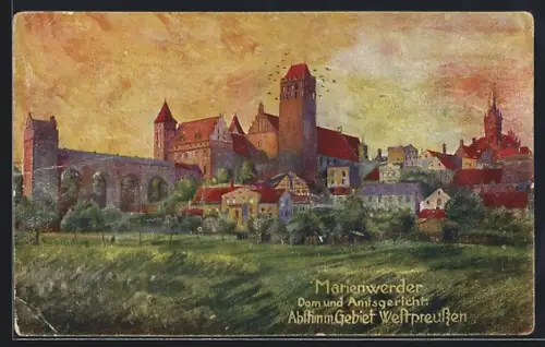 Künstler-AK Marienwerder / Kwidzyn, Dom u. Amtsgericht