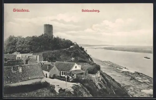 AK Graudenz, Schlossberg mit Blick aufs Wasser