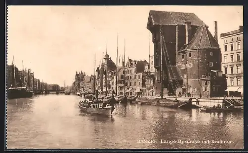 AK Danzig, Lange Brücke mit Krahntor