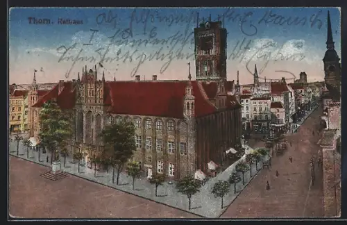 AK Thorn, Rathaus mit Strassenpartie