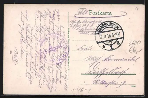 AK Saarbrücken, Louisenbrücke, Strassenbahn, Stadtansicht