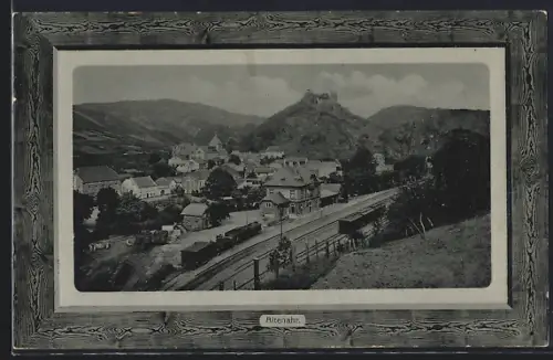 AK Altenahr, Ortsansicht mit Burg und Bahnhof