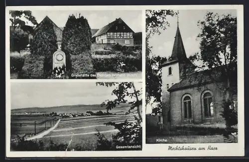 AK Mechtshausen am Harz, Grabstätte Wilhelm Busch, Kirche, Gesamtansicht