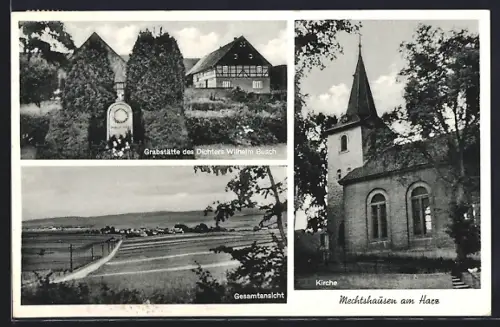 AK Mechtshausen am Harz, Grabstätte Wilhelm Busch, Kirche, Gesamtansicht