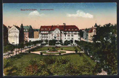 AK Saarbrücken, Beethovenplatz, Handelsschule