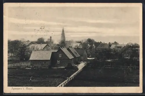 AK Apensen i. Hann., Ortsansicht mit Kirche und Wohnhäusern