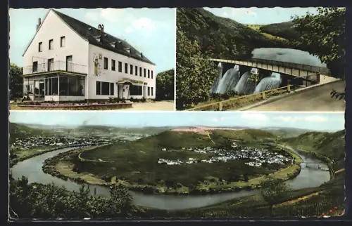 AK Leiwen /Mosel, Moselbogen, Hotel u. Weinhaus Weis, Dhrontal-Sperre