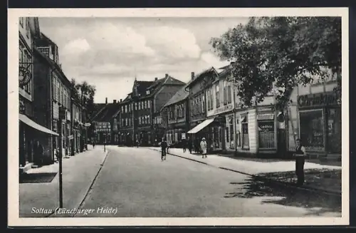 AK Soltau /Lüneburger Heide, Strassenansicht mit Geschäften