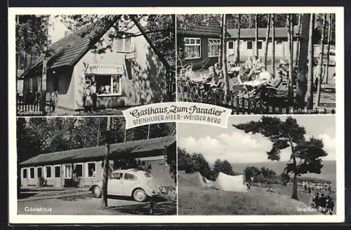 AK Steinhuder Meer, Gasthaus Zum Paradies im Dünengelände am Weissen Berg, Bes. M. Feige