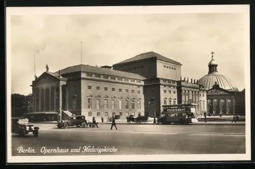 AK Berlin, Opernhaus, Hedwigskirche