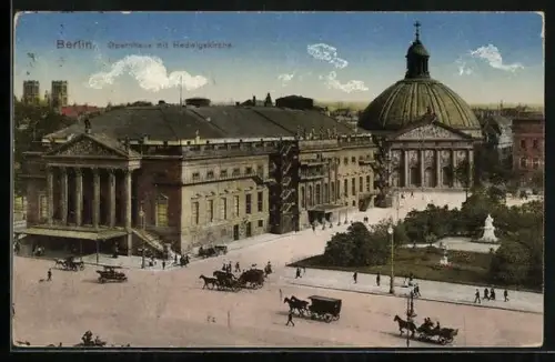 AK Berlin, Opernhaus, Hedwigskirche