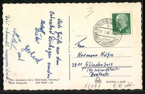 AK Dierhagen, Strand mit Strandkörben, Segelboot, Gebäudeansichten