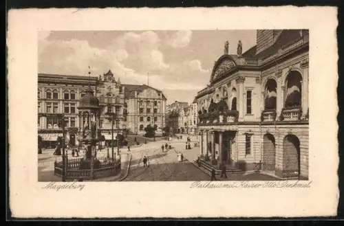 AK Magdeburg, Rathaus mit Kaiser Otto-Denkmal