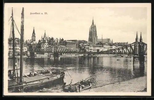 AK Alt-Frankfurt, Eiserner Steg, Dom, Mainufer