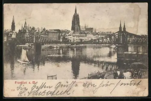 AK Alt-Frankfurt, Eiserner Steg, Dom, Mainufer