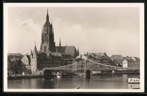 AK Alt-Frankfurt, Dom, Eiserner Steg, Mainufer