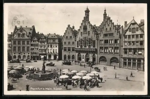 AK Alt-Frankfurt, Römer, Marktbrunnen, historische Gebäude