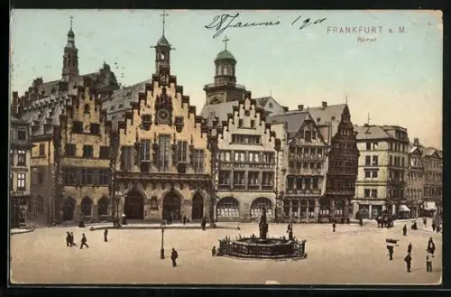 AK Alt-Frankfurt, Römer, Römerberg, Brunnen
