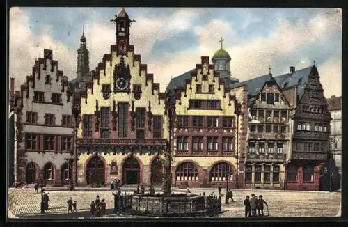 AK Alt-Frankfurt, Römer, Altstadt, Brunnen