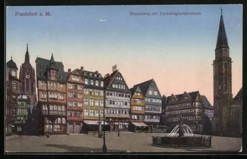 AK Alt-Frankfurt, Römerberg, Gerechtigkeitsbrunnen