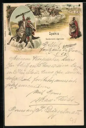 Lithographie Algerische Soldaten zu Pferd, Gendarmerie algerienne