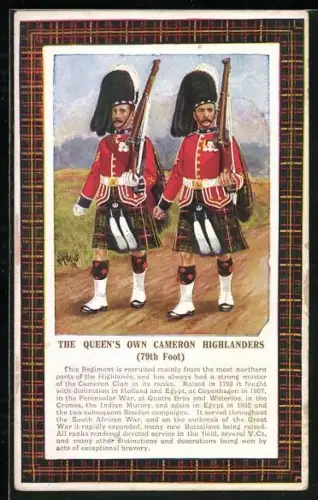 Künstler-AK The Queens Own Cameron Highlanders, 79th Foot