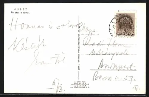 AK Huszt, Fo utca a várral