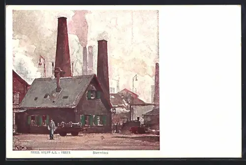 Künstler-AK Essen, Friedrich Krupp A.G., Stammhaus