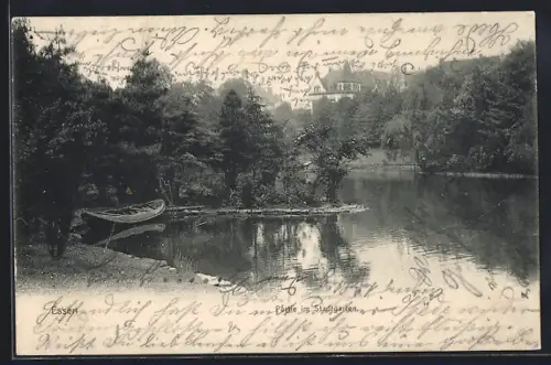 AK Essen, Boote im Stadtgarten