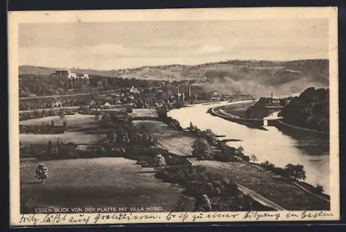 AK Essen, Blick von der Platte mit Villa Hügel