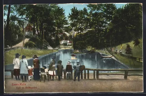 AK Essen /Ruhr, Teich im Stadtgarten