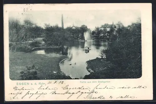 AK Essen a. d. Ruhr, Partie aus dem Stadtgarten