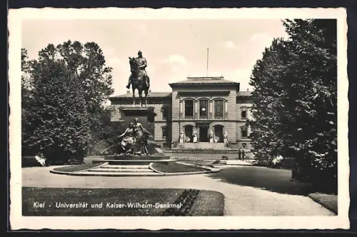 AK Kiel, Universität und Kaiser-Wilhelm-Denkmal