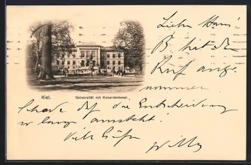 AK Kiel, Universität mit Kaiserdenkmal