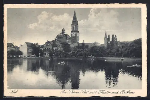 AK Kiel, Am Kleinen Kiel mit Theater und Rathaus