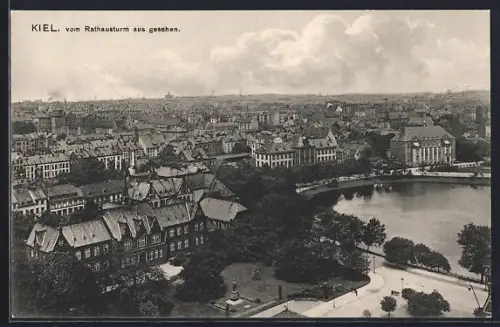 AK Kiel, Stadtansicht vom Rathausturm aus gesehen