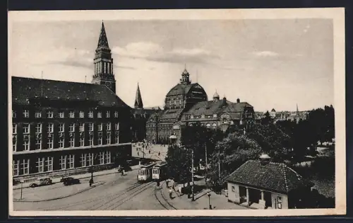 AK Kiel, Strassenpartie mit Strassenbahn