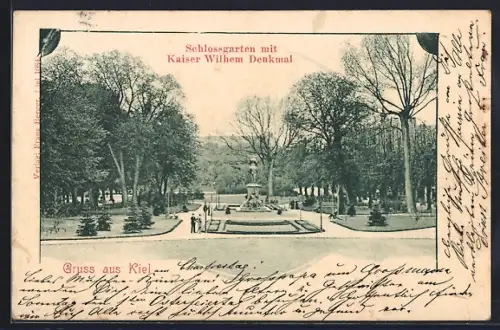 AK Kiel, Schlossgarten, Kaiser Wilhelm Denkmal