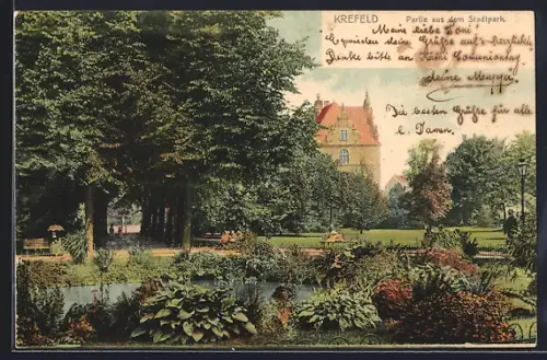 AK Krefeld, Partie aus dem Stadtpark