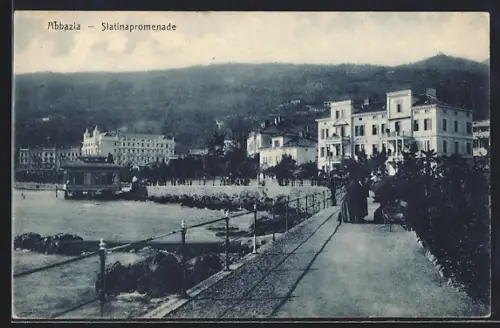 AK Abbazia, Slatinapromenade mit Passanten