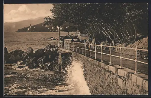 AK Abbazia, Brandung am Strandweg