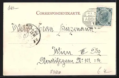 AK Abbazia, Südstrand mit Marien-Statue