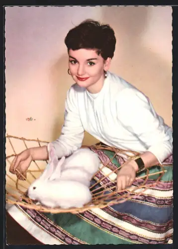 AK Schauspielerin Ingrid Andree mit Kaninchen
